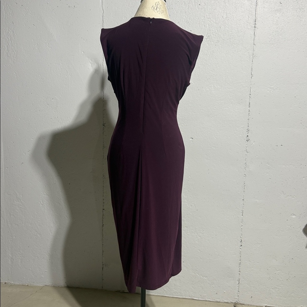 Nina Leonard Asymmetrical Dress in Deep Purple - Picture 11 of 14